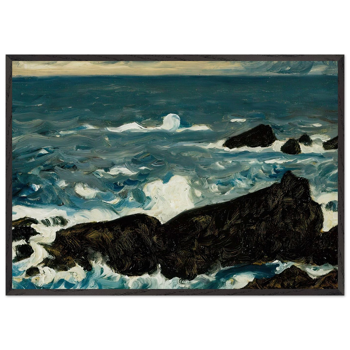 Rocks and Waves (Cape Shiono) by Fujishima Takeji, framed poster, view 3
