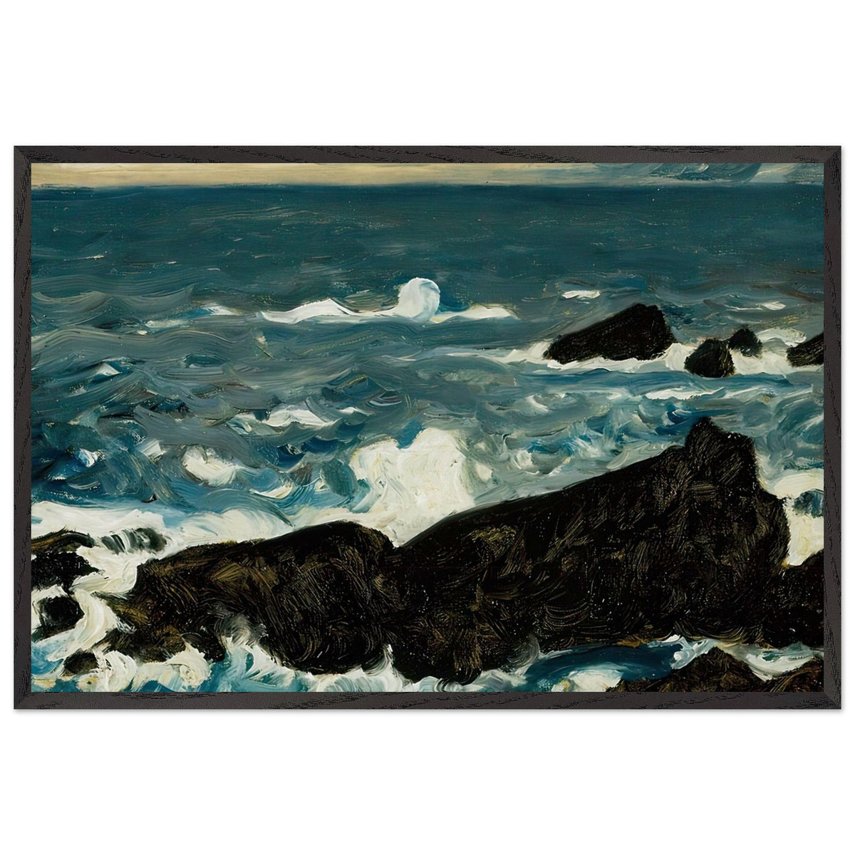Rocks and Waves (Cape Shiono) by Fujishima Takeji, framed poster
