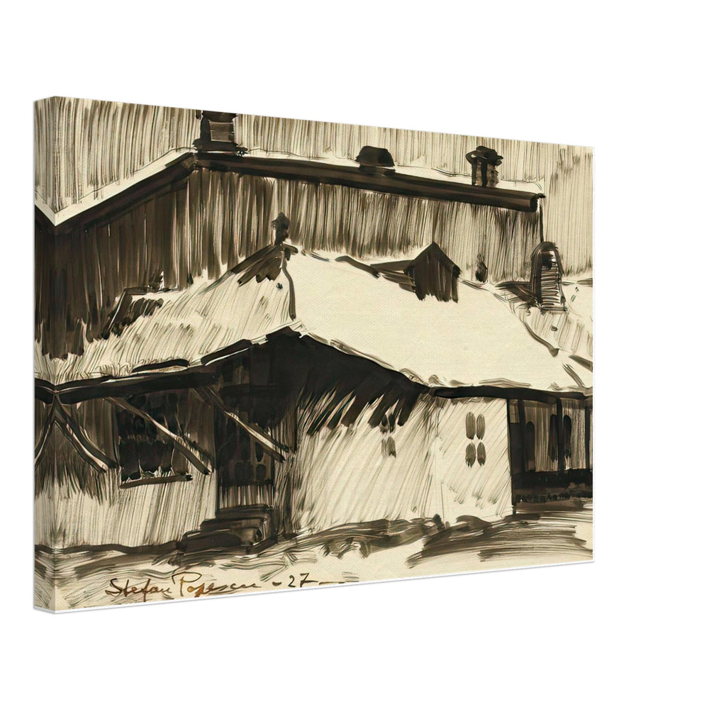 Roofs under Snow by Stefan Popescu, canvas