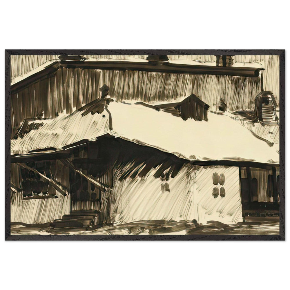 Roofs under Snow by Stefan Popescu, framed poster