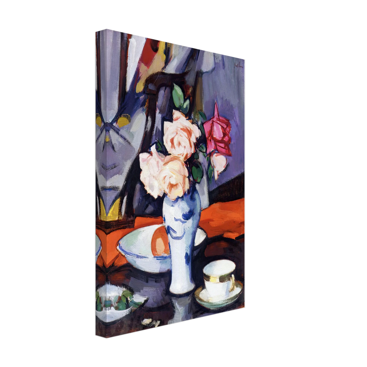 Roses in a Chinese Vase by Samuel Peploe, canvas, view 2