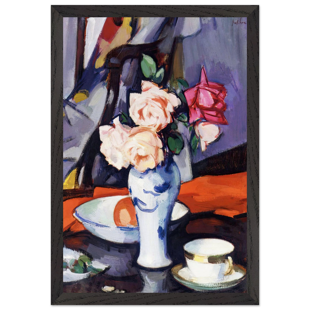 Roses in a Chinese Vase by Samuel Peploe, framed poster, view 2