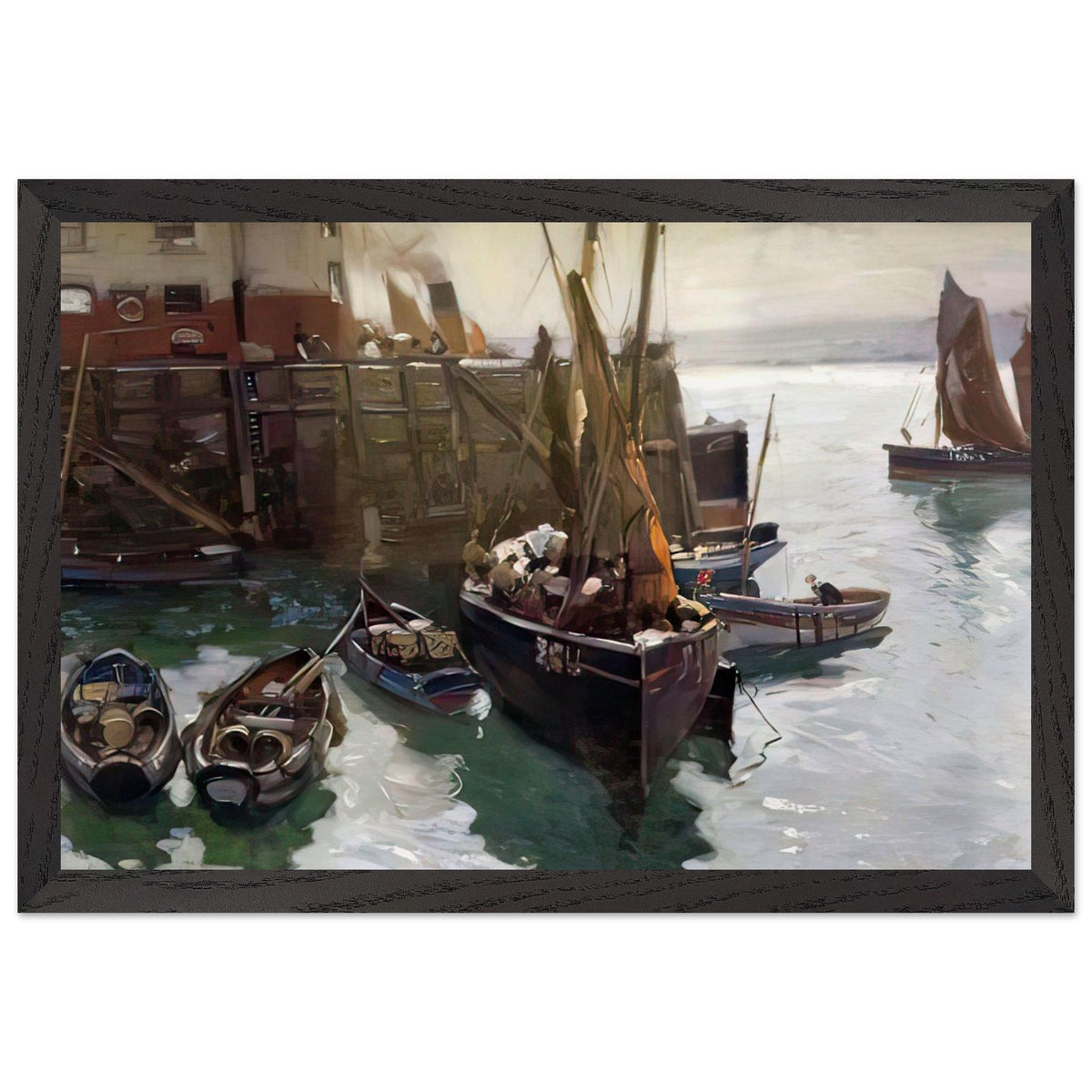 Scarborough Harbour, North Yorkshire by Richard Jack, framed poster, view 2