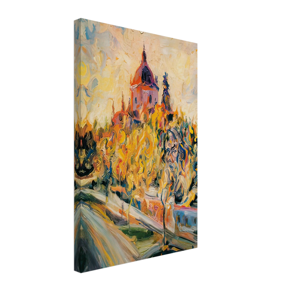 Self Portrait with Saint George Cathedral by Oleksa Novakivskyi, canvas