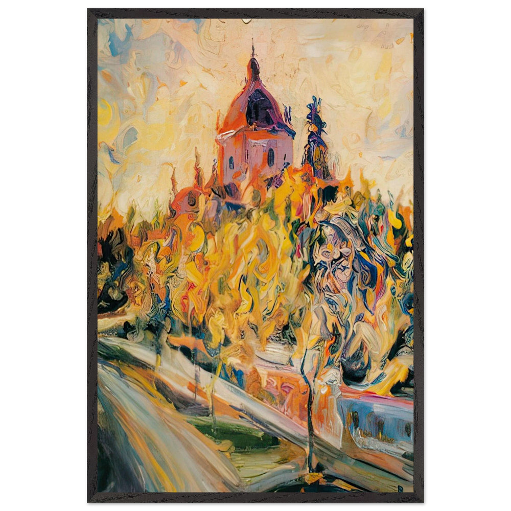 Self Portrait with Saint George Cathedral by Oleksa Novakivskyi, framed poster