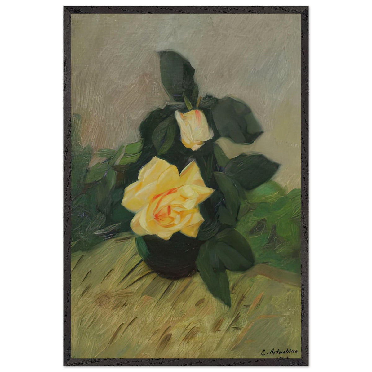 Small Bouquet of Roses by Constantin Artachino, framed poster