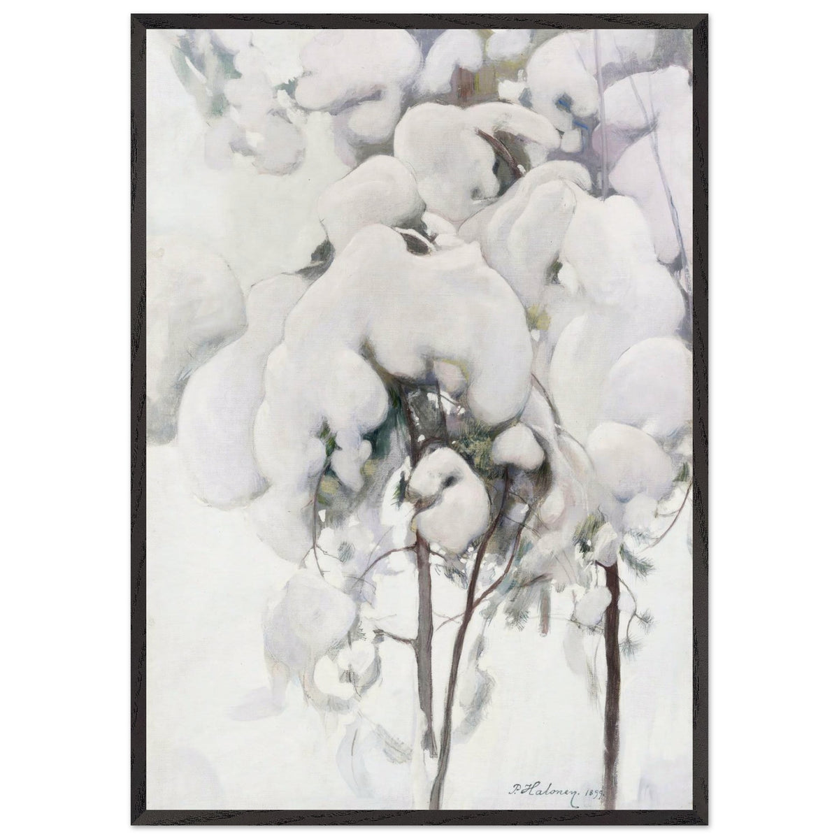 Snow-covered Pine Saplings by Pekka Halonen, framed poster, view 3
