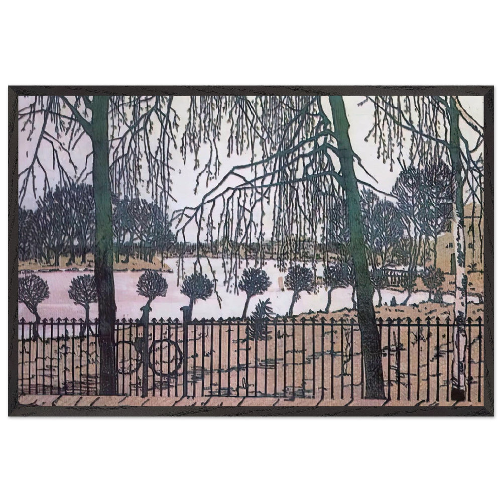 Spring Motif. View from Stone Island to Krestovsky and Yelagin Islands by Anna Ostroumova-Lebedeva, framed poster