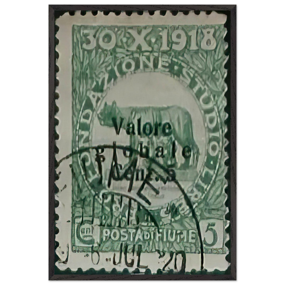 Stamp 5 Cent by Leopoldo Metlicovitz, framed poster