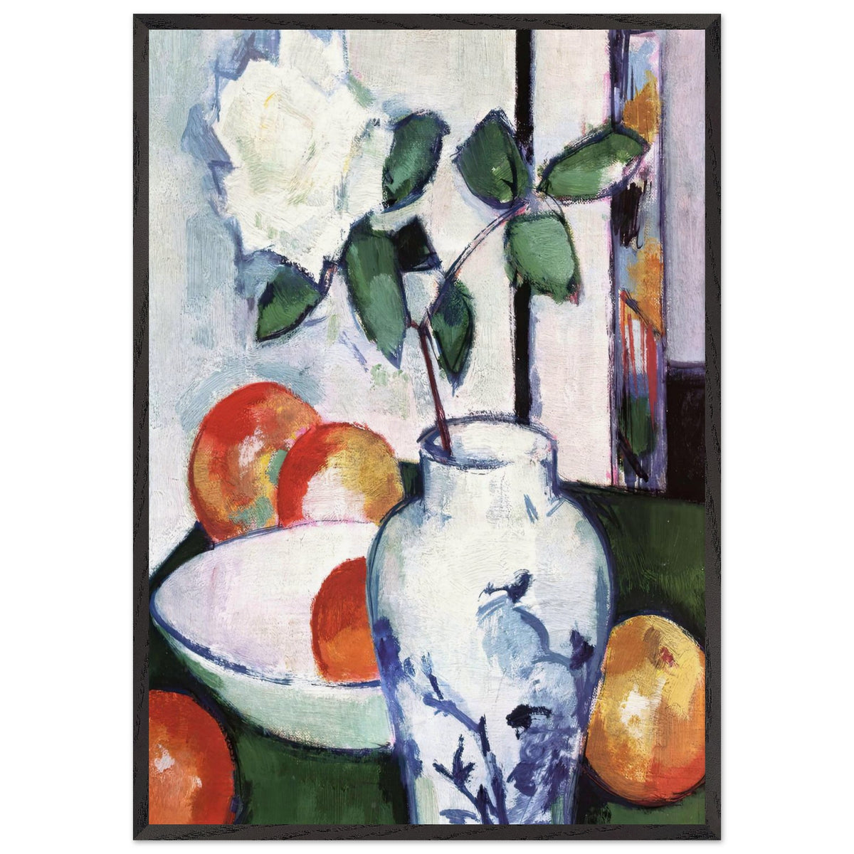 Still Life. Apples and a White Rose in an Oriental Vase by Samuel Peploe, framed poster, view 3