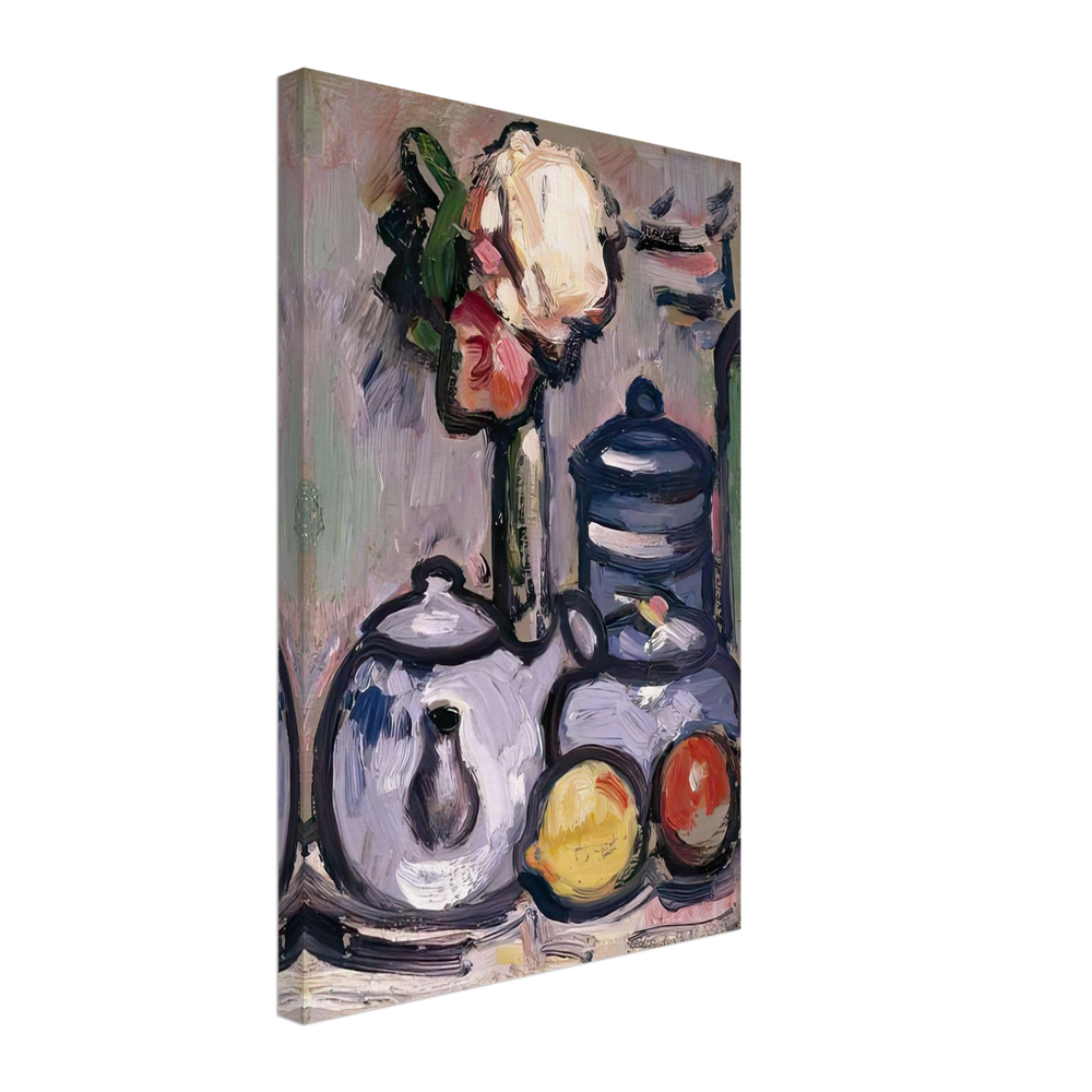 Still Life: Teapot with Flowers and Fruit by John Duncan Fergusson, canvas