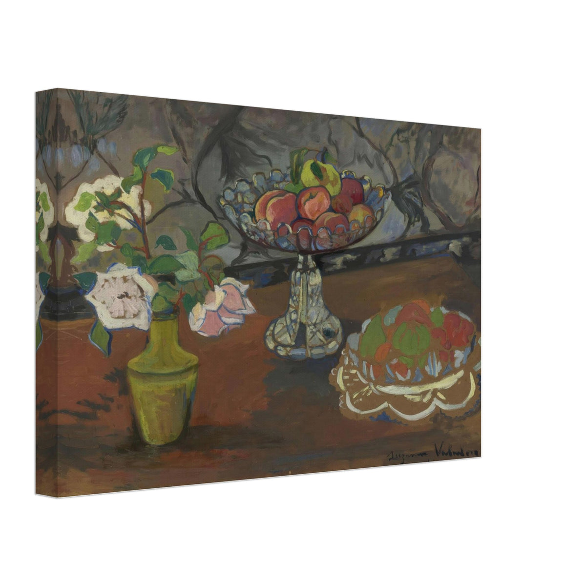 Still Life with a Bouquet of Roses, Fruit Compotes by Suzanne Valadon, canvas, view 2