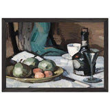 Still Life with a Bowl of Fruit, Bottle, Cup and Glass by Samuel Peploe, framed poster, view 2
