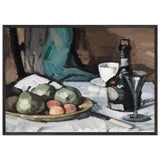 Still Life with a Bowl of Fruit, Bottle, Cup and Glass by Samuel Peploe, framed poster, view 3