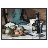 Still Life with a Bowl of Fruit, Bottle, Cup and Glass by Samuel Peploe, framed poster