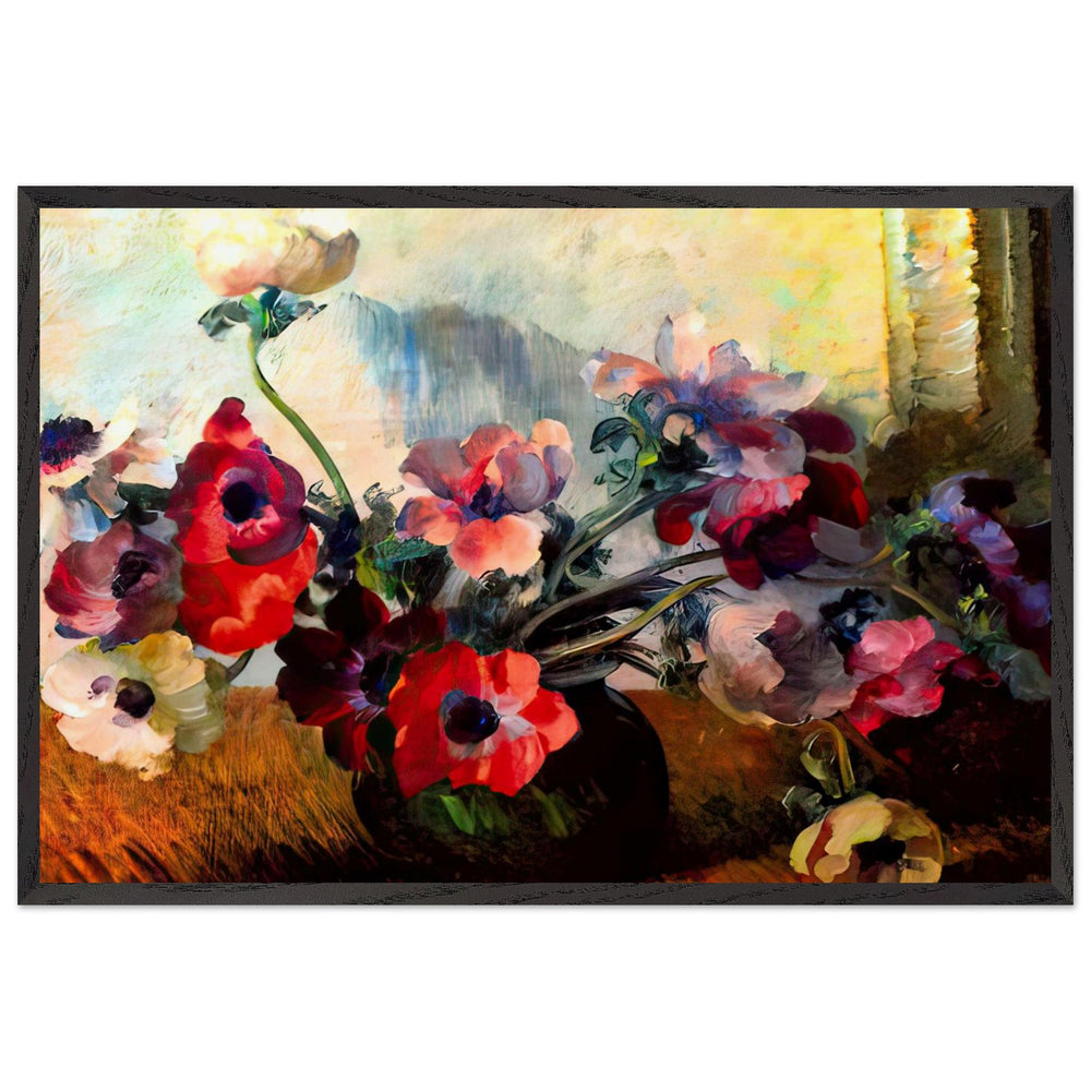 Still Life with Flowers by Stefan Popescu, framed poster