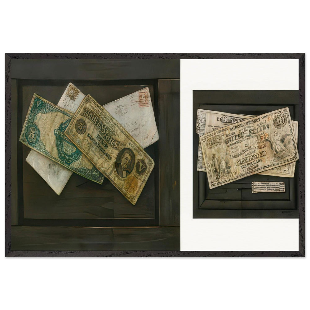 Still Life with Pair of Fives; Still Life with Winchester Ten by Charles Alfred Meurer, framed poster