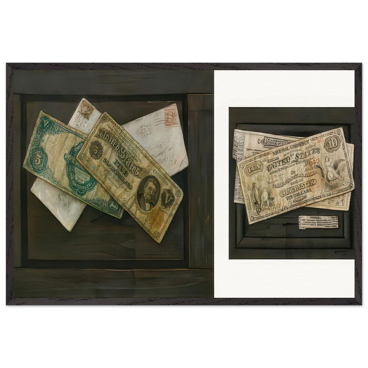 Still Life with Pair of Fives; Still Life with Winchester Ten by Charles Alfred Meurer, framed poster