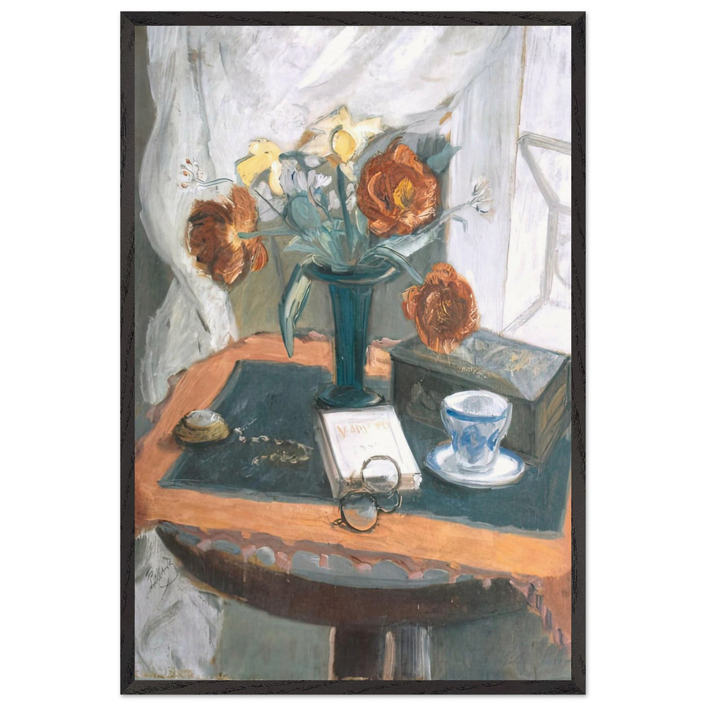 Still Life With Peonies and Clock by Theodor Pallady, framed poster