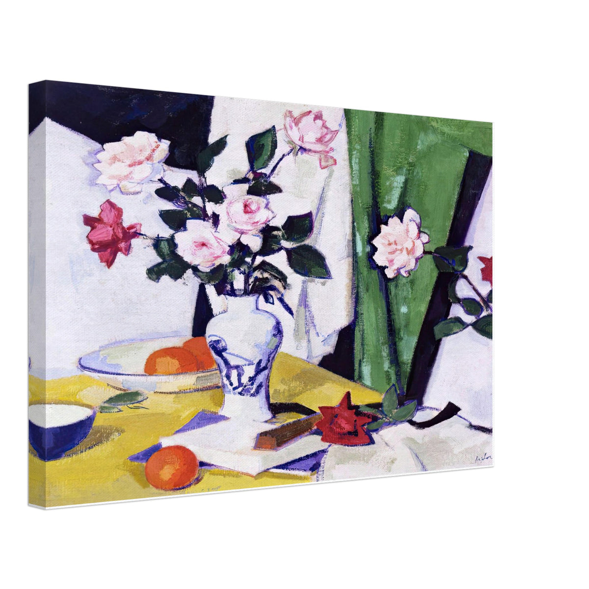 Still Life with Pink and Red Roses in a Chinese Vase by Samuel Peploe, canvas
