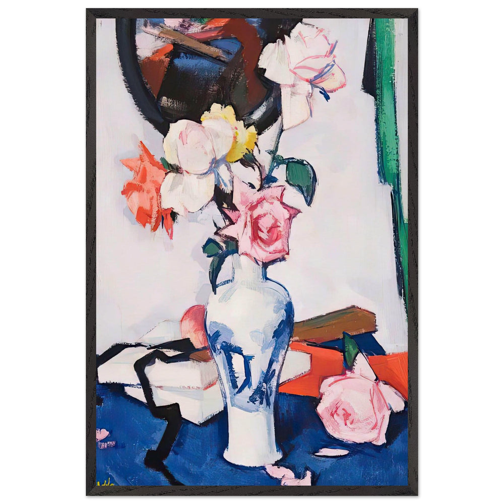 Still Life with Roses and Mirror by Samuel Peploe, framed poster