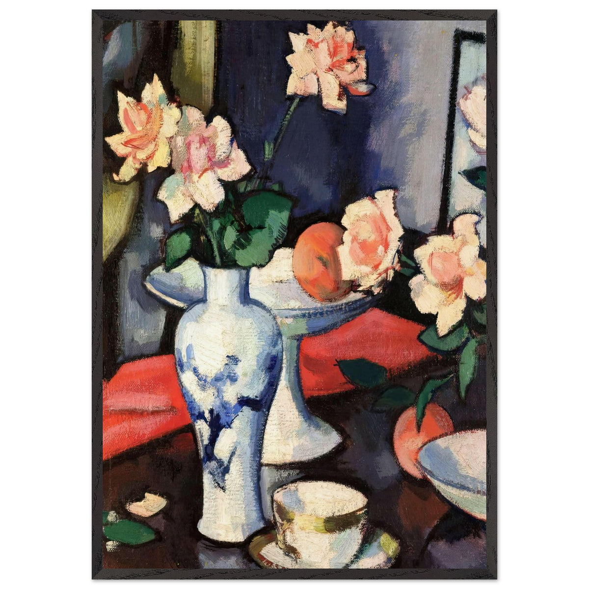 Still Life with Roses in a Chinese Vase by Samuel Peploe, framed poster, view 3