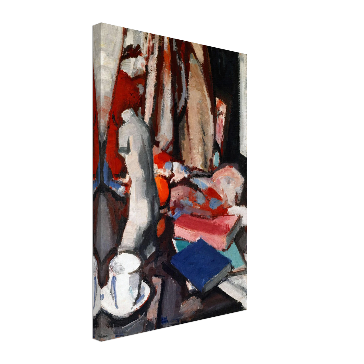 Still Life with Statuette and Books by Samuel Peploe, canvas