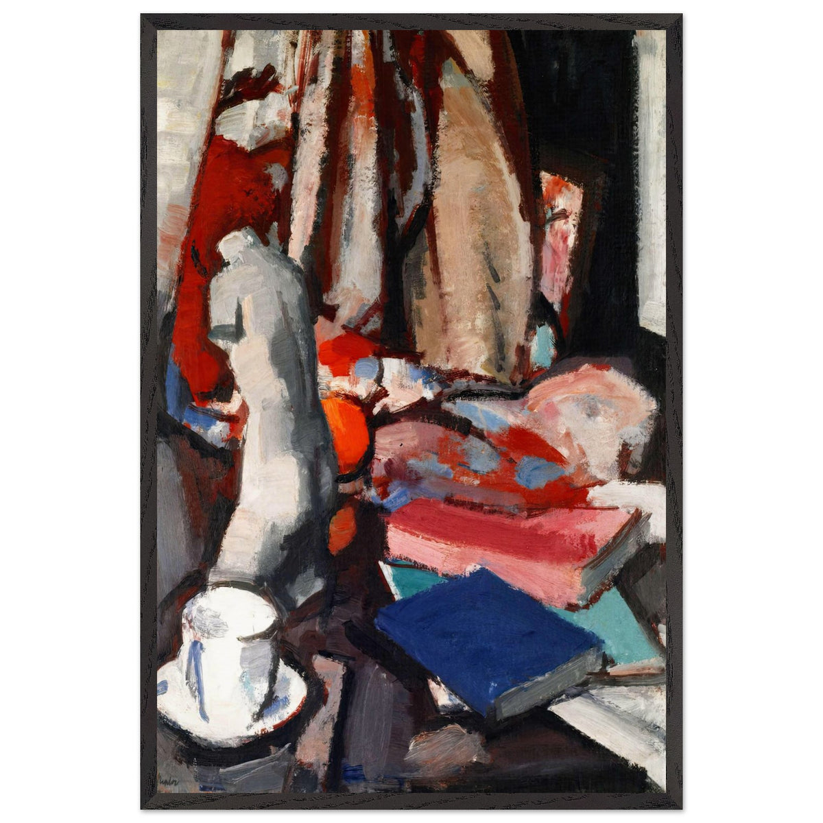 Still Life with Statuette and Books by Samuel Peploe, framed poster
