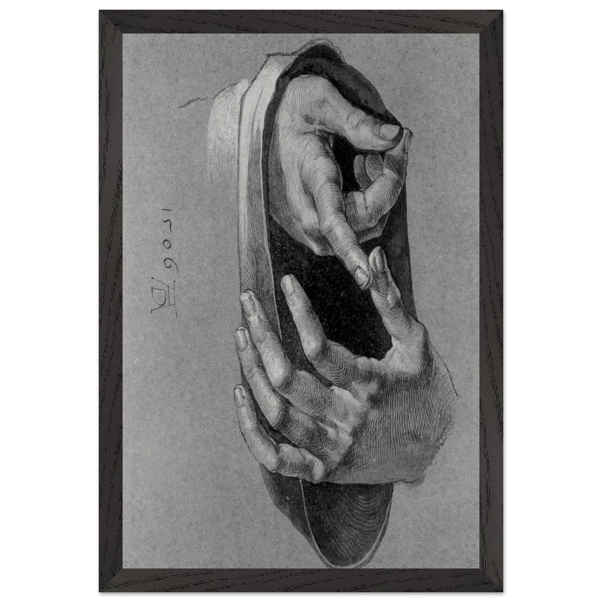 Study of Hands by Albrecht Durer, framed poster, view 2