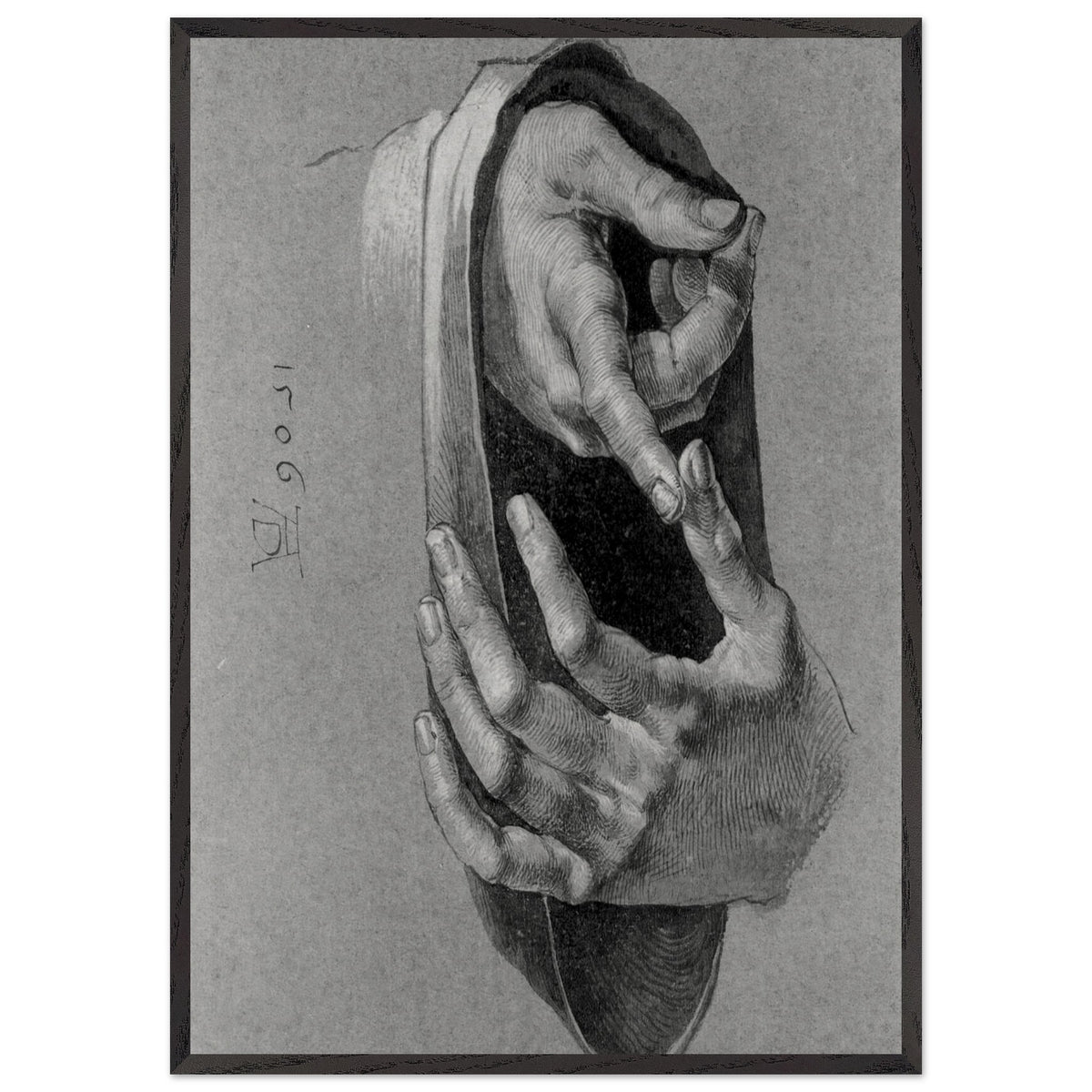 Study of Hands by Albrecht Durer, framed poster, view 3