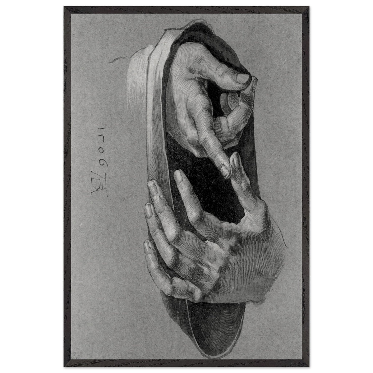 Study of Hands by Albrecht Durer, framed poster