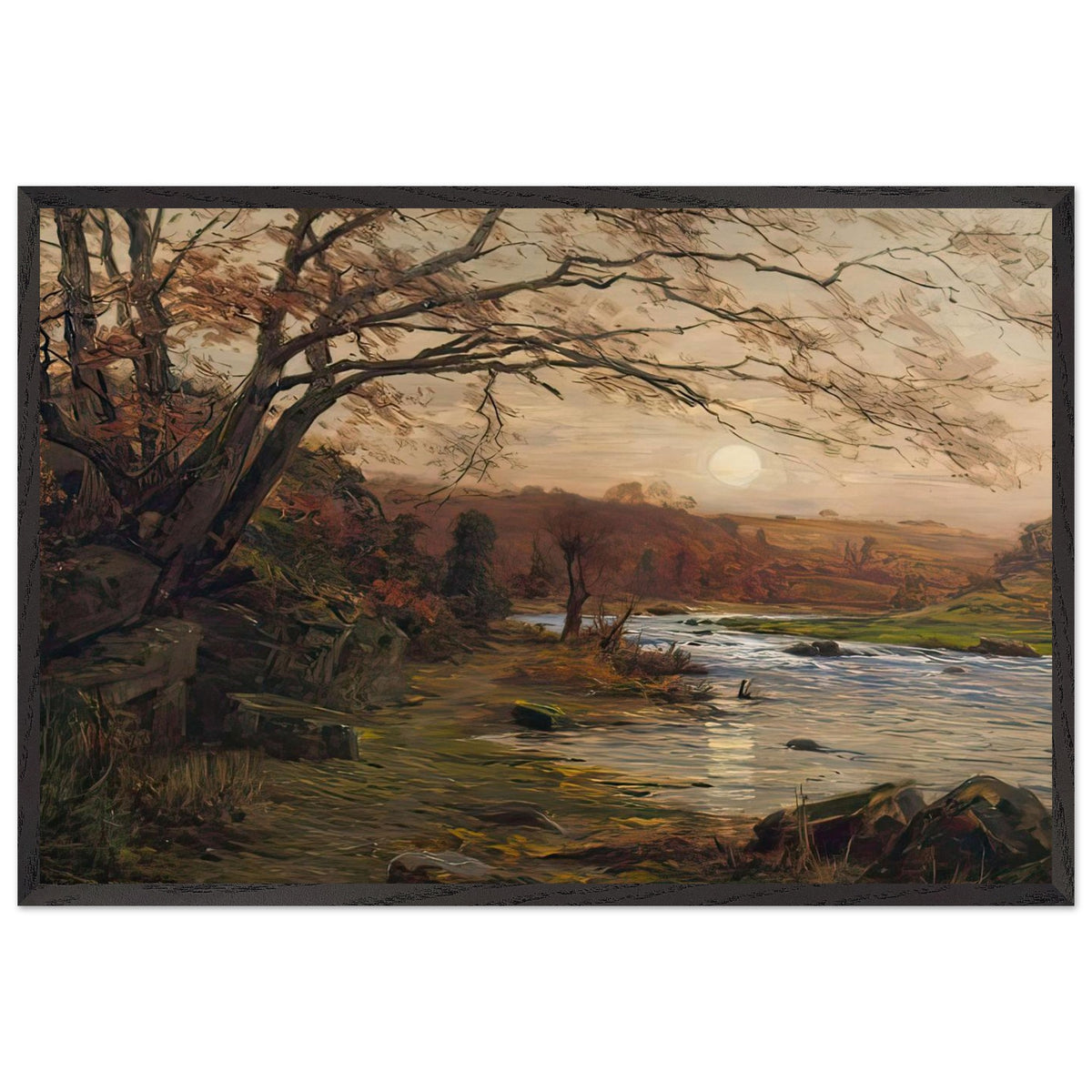 Sunset on the River by Louis Aston Knight, framed poster