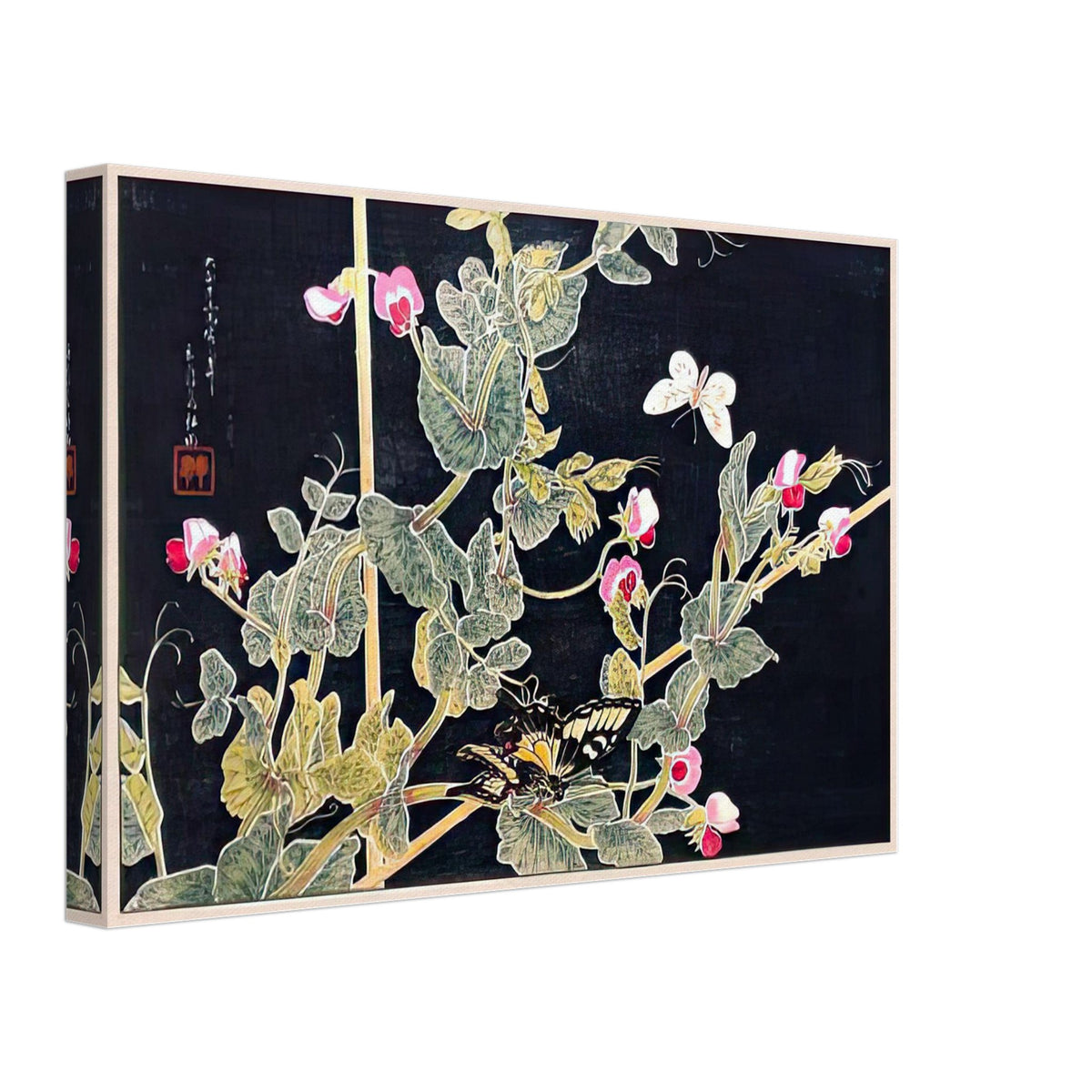 Sweetpeas and Butterflies by Shotei Takahashi, canvas, view 2