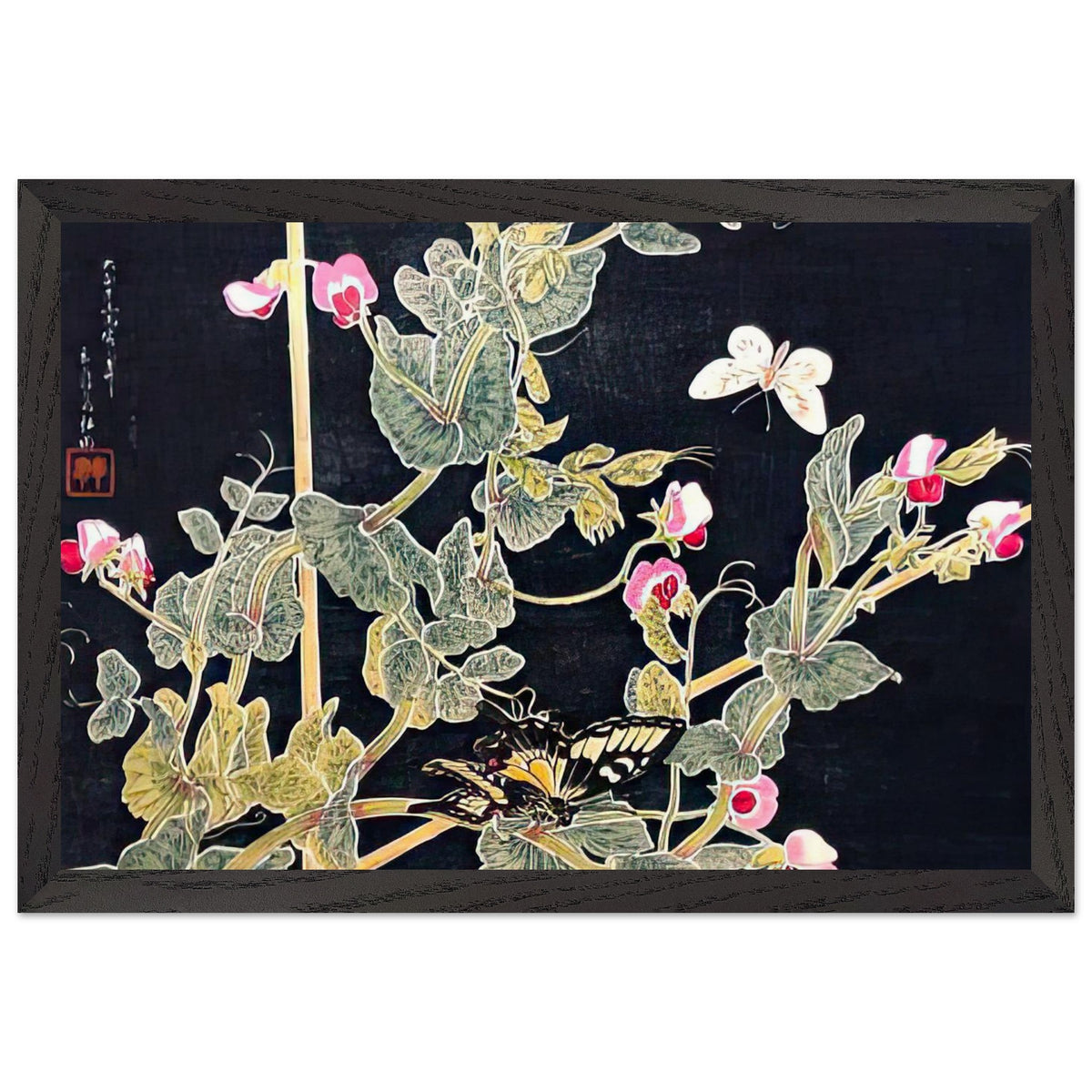 Sweetpeas and Butterflies by Shotei Takahashi, framed poster, view 2