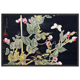 Sweetpeas and Butterflies by Shotei Takahashi, framed poster