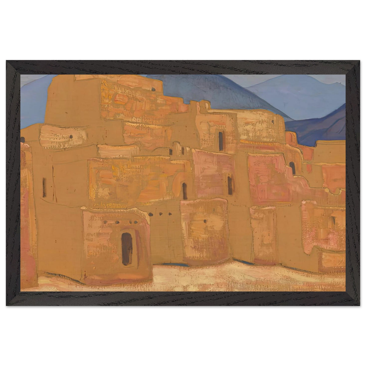 Taos Pueblo, New Mexico by Nicholas Roerich, framed poster, view 2
