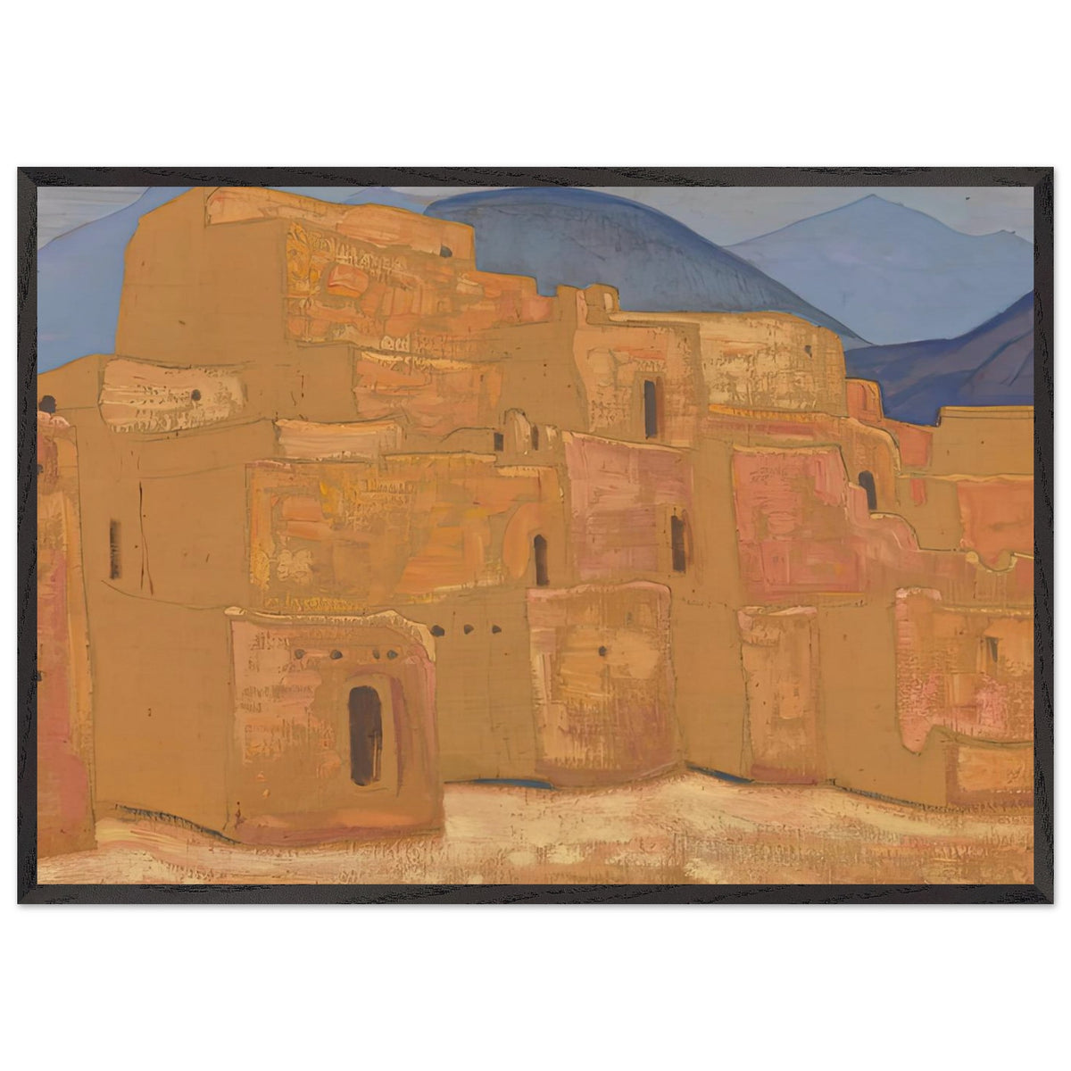 Taos Pueblo, New Mexico by Nicholas Roerich, framed poster, view 3
