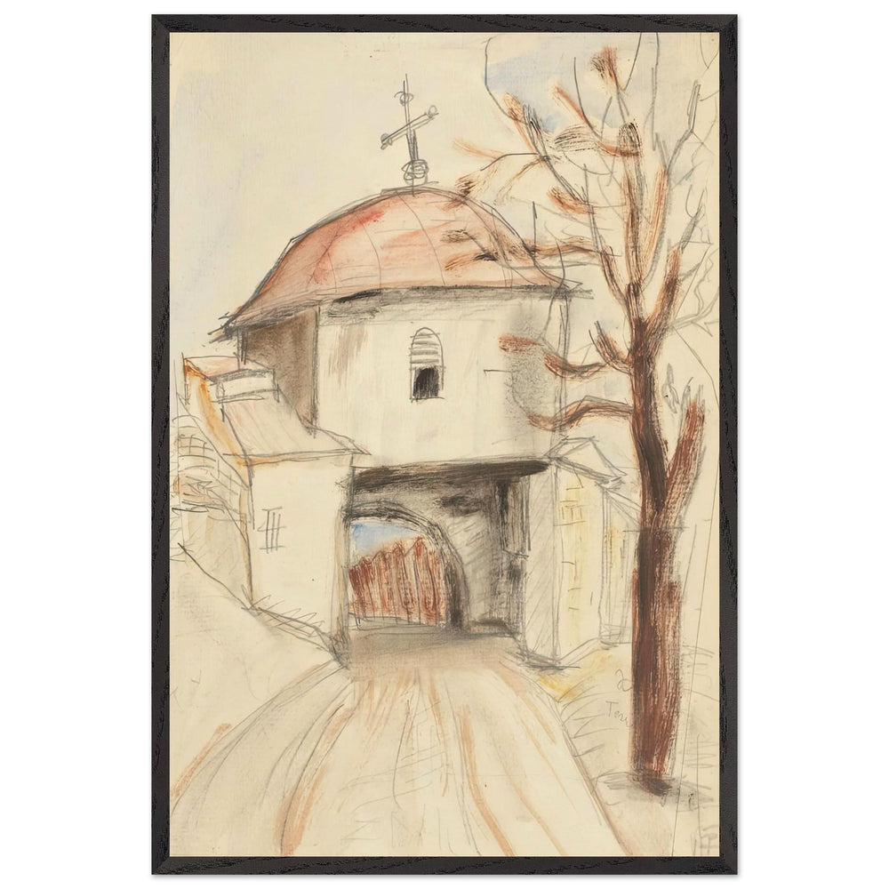 Târgoviște Monastery Bell Tower by Theodor Pallady, framed poster
