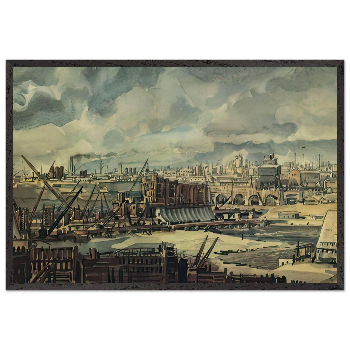 The Industrial Building by Konstantin Bogaevsky, framed poster