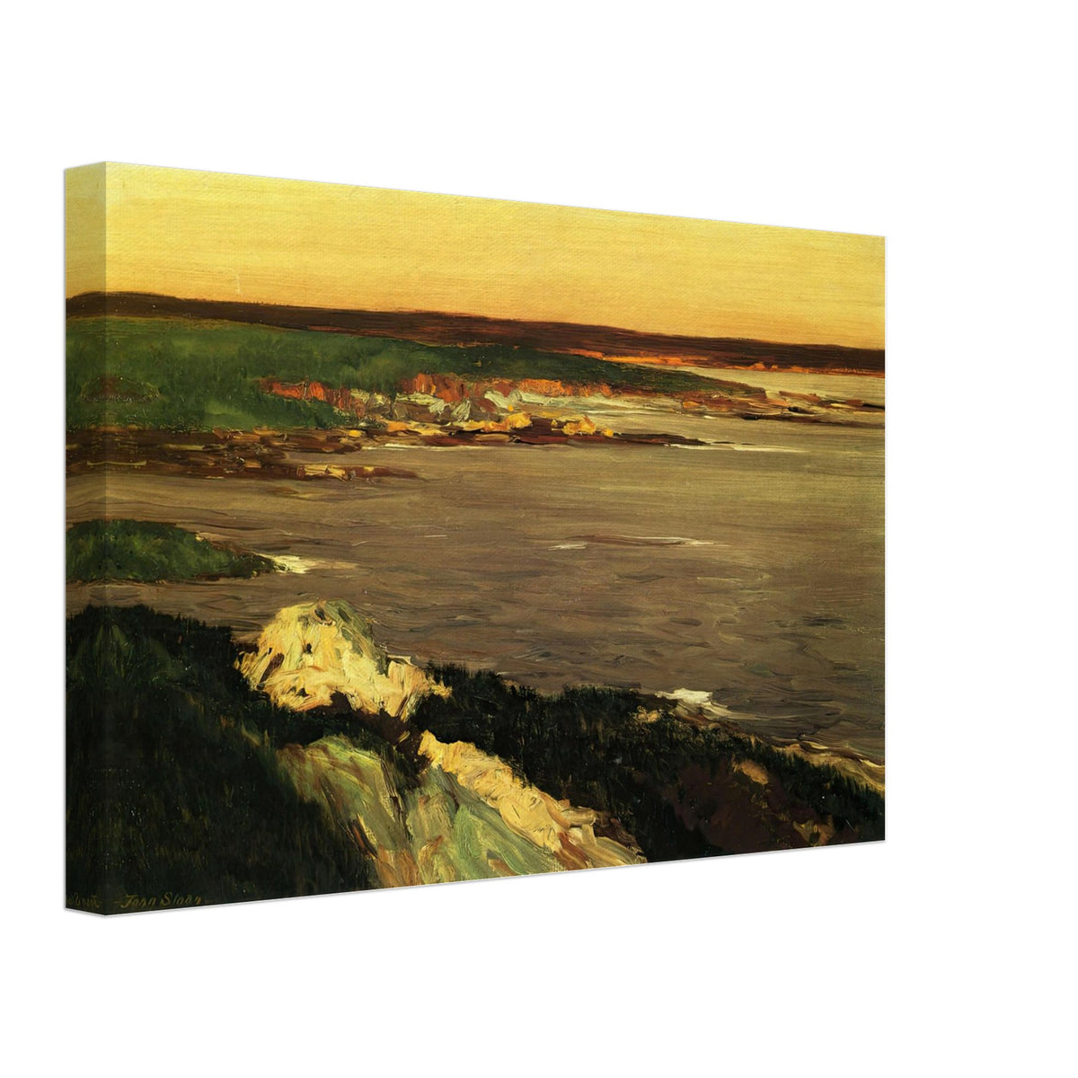 The Lookout Green and Orange Cliffs, Gloucester by John French Sloan, canvas, view 2