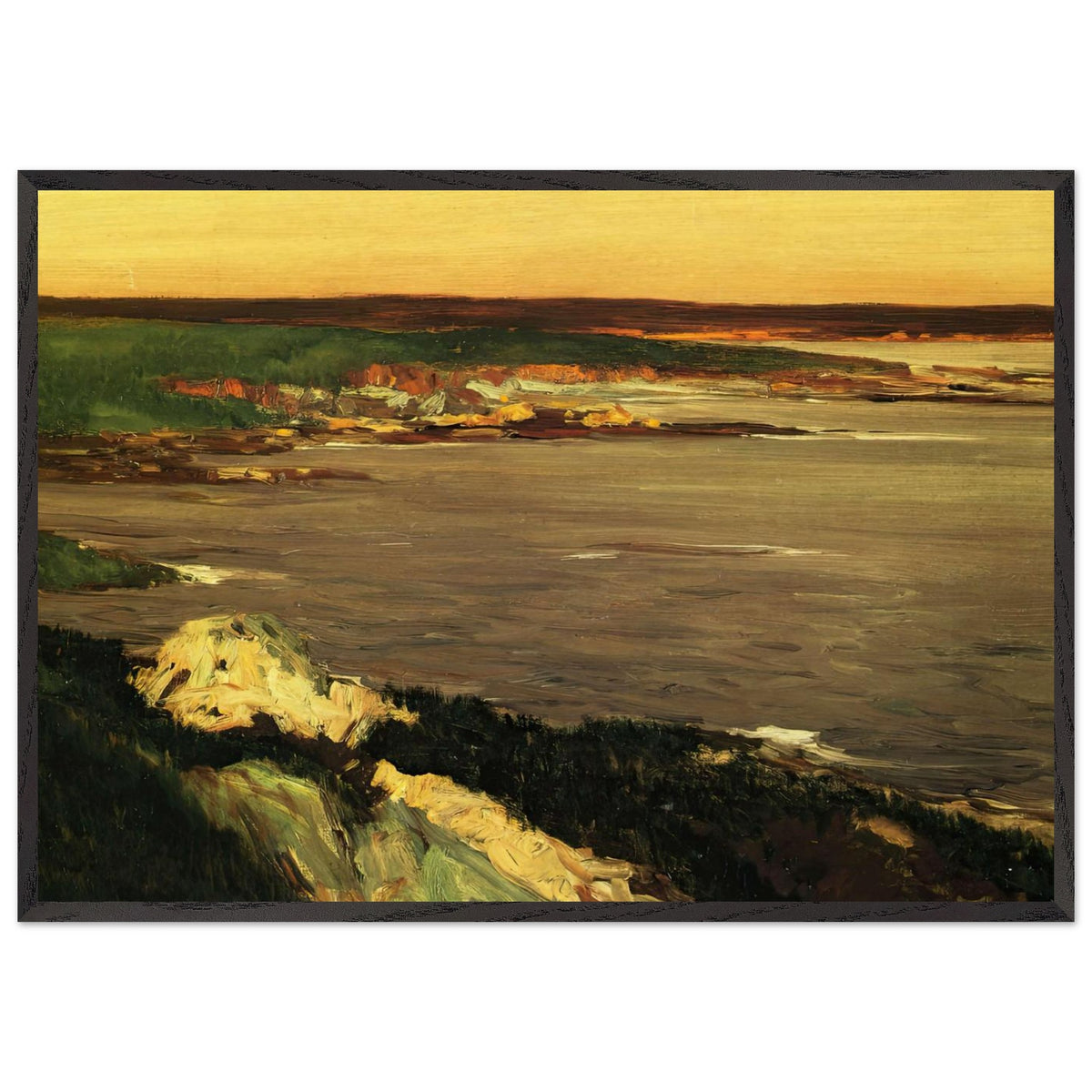 The Lookout Green and Orange Cliffs, Gloucester by John French Sloan, framed poster, view 3