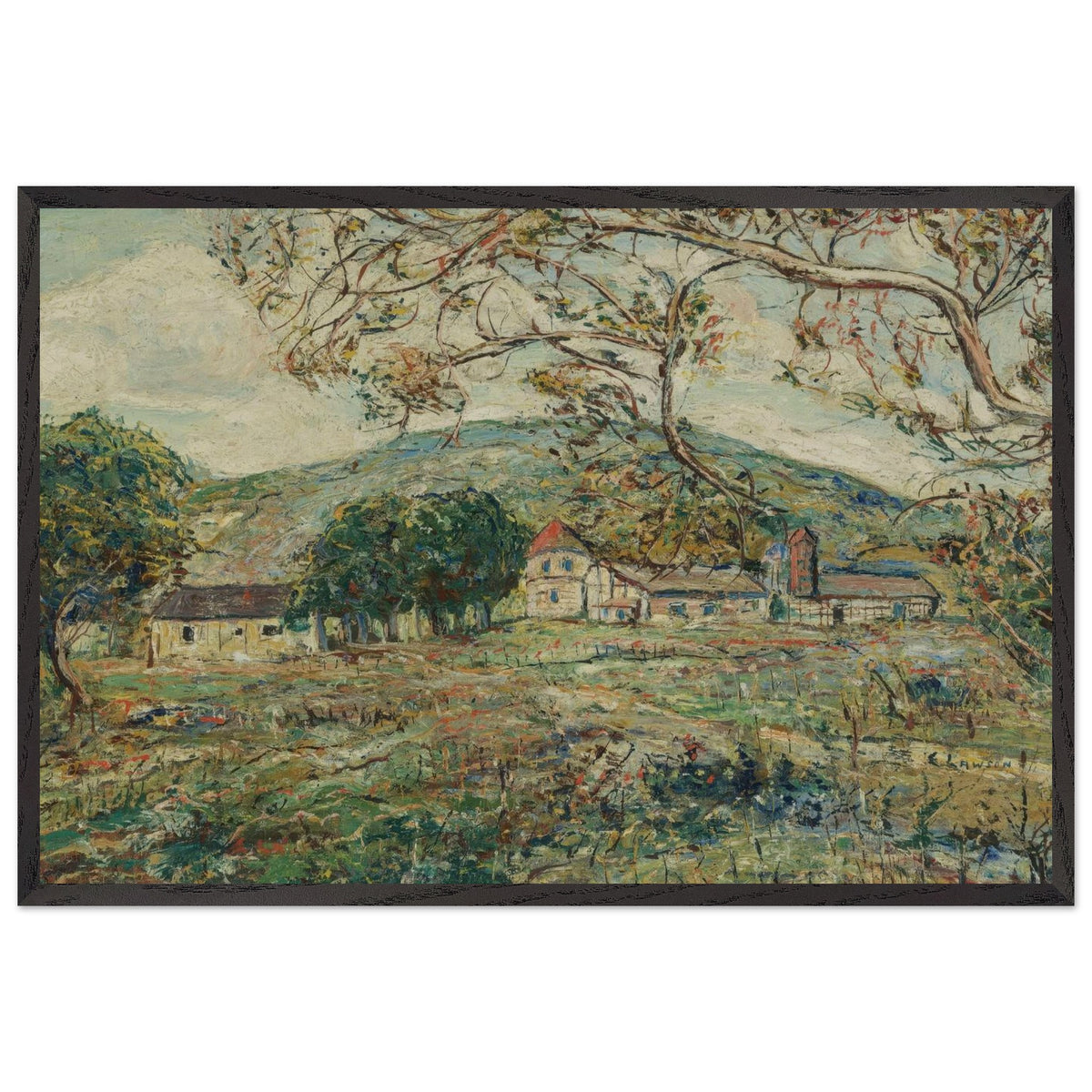 The Red Turret by Ernest Lawson, framed poster