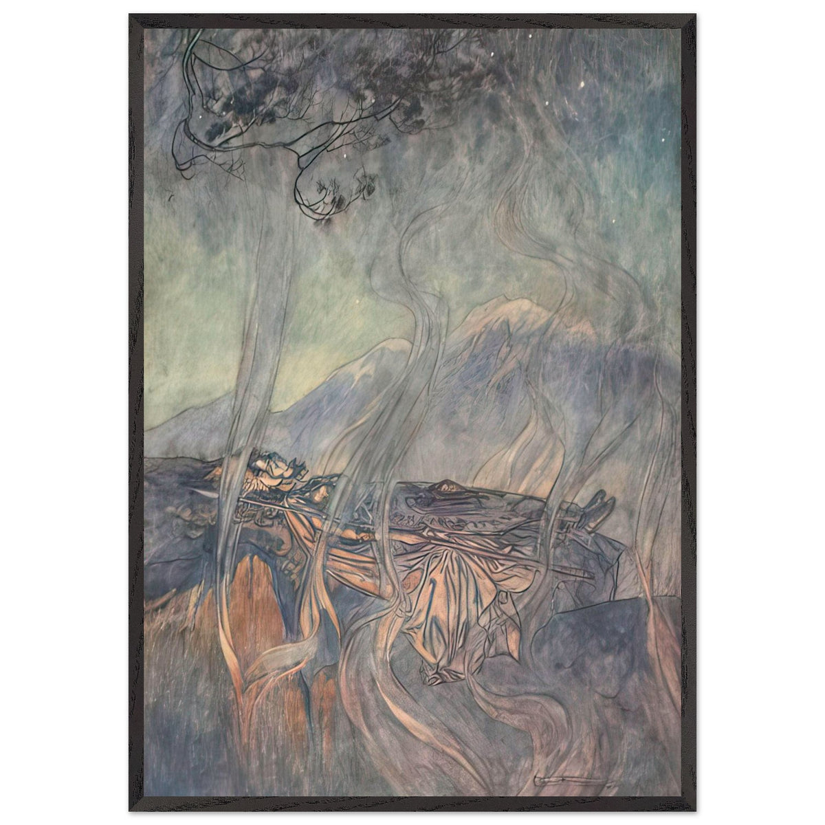 The Sleep of Brunhilde by Arthur Rackham, framed poster, view 3