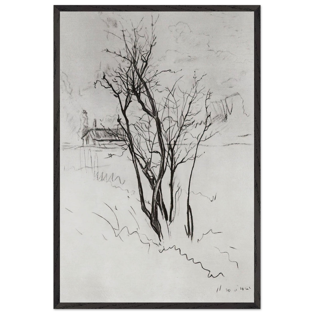 The Tree in the Field by Konstantin Somov, framed poster