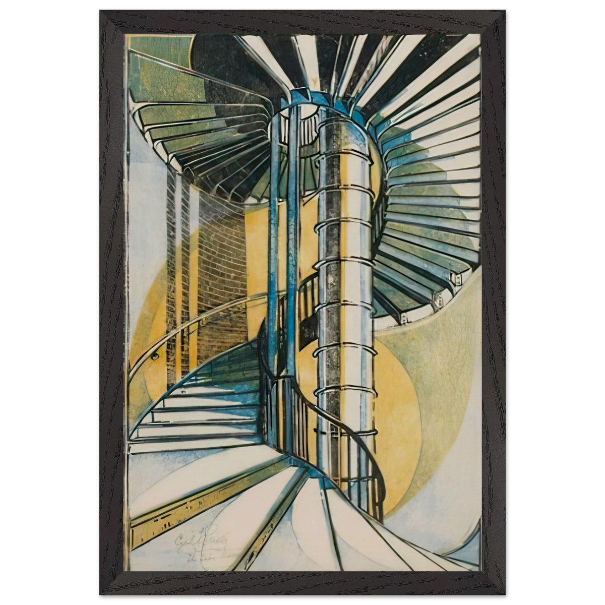 The Tube Staircase by Cyril Power, framed poster, view 2