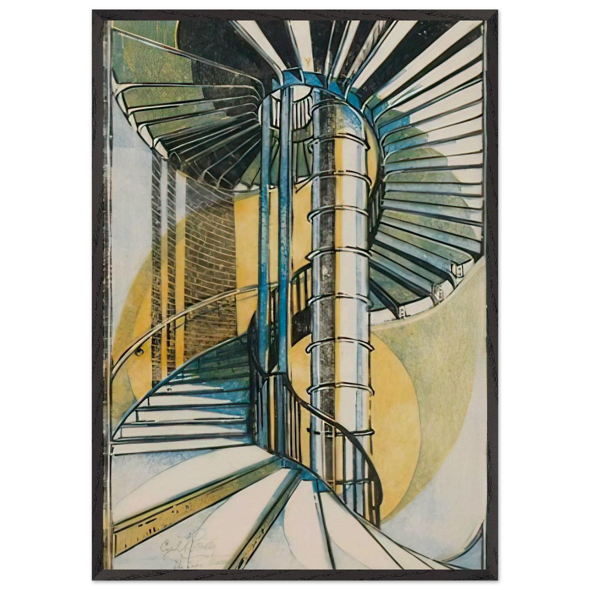The Tube Staircase by Cyril Power, framed poster, view 3