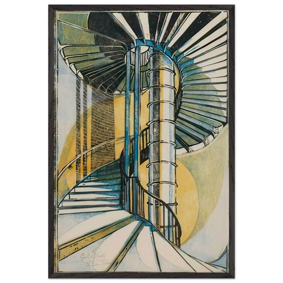 The Tube Staircase by Cyril Power, framed poster