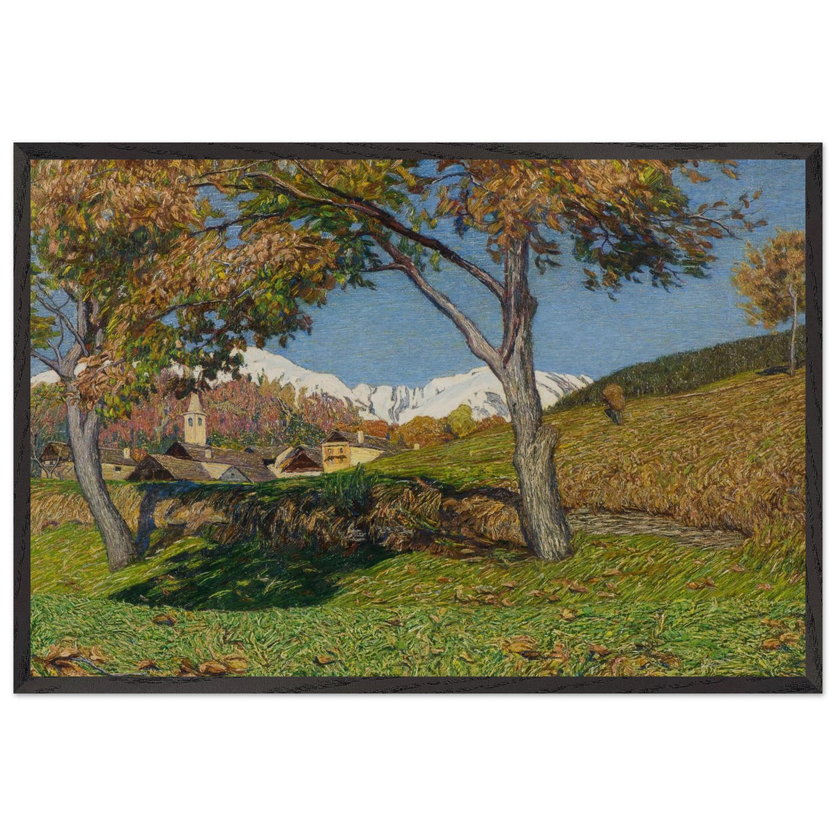 The two walnut trees by Carlo Fornara, framed poster