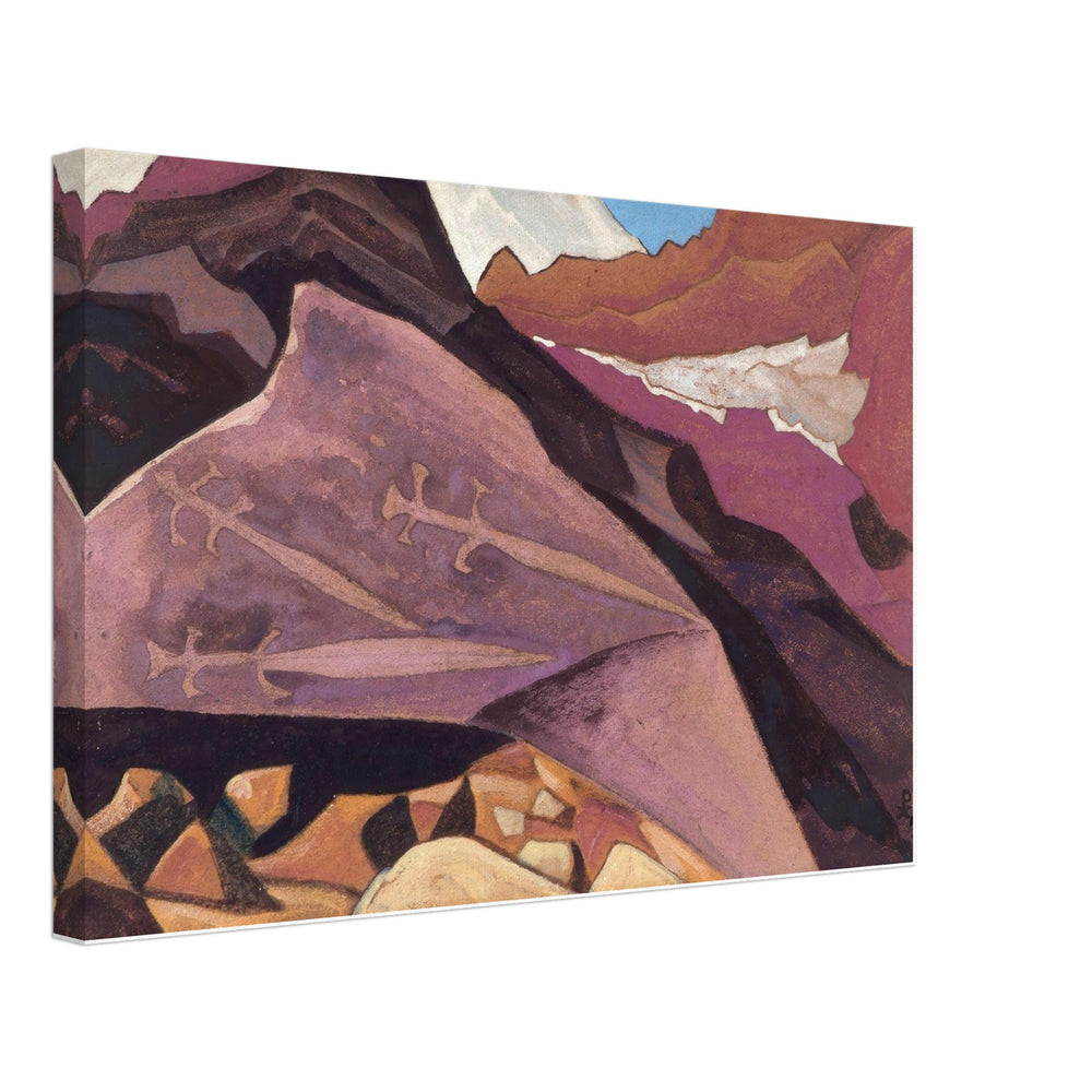 Three Swords. Paintings on the Stone by Nicholas Roerich, canvas