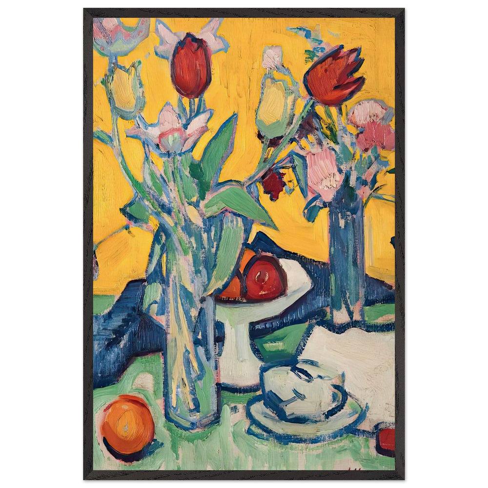 Tulips and Cups by Samuel Peploe, framed poster